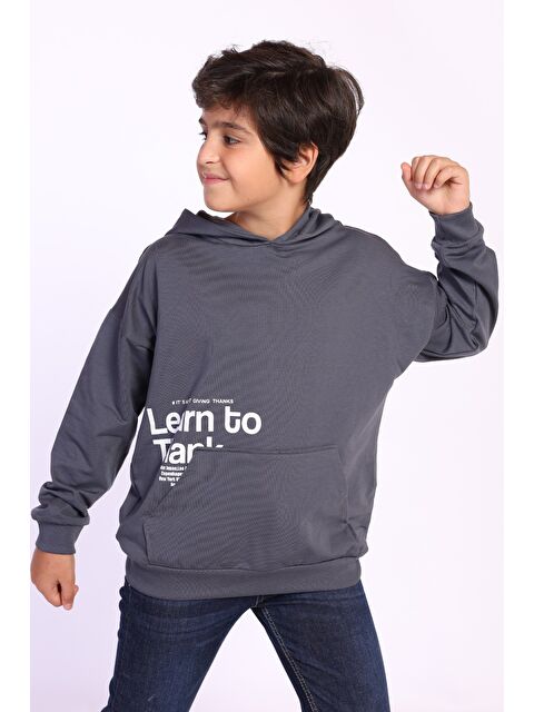 Toontoykids Erkek Çocuk Kapüşonlu Kanguru Cepli Baskılı Sweatshirt - S000333106-26298