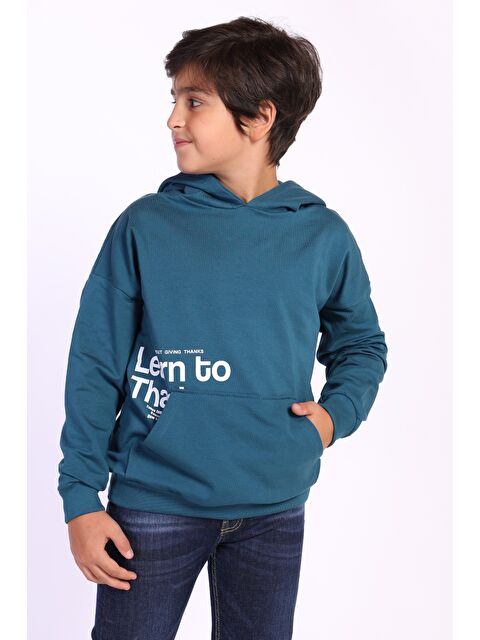 Toontoykids Erkek Çocuk Kapüşonlu Kanguru Cepli Baskılı Sweatshirt - S000333106-37399