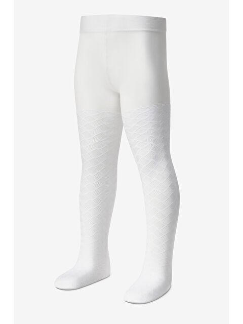 Le Mabelle Beyaz Zincir Desen Kız Çocuk Külotlu Çorap