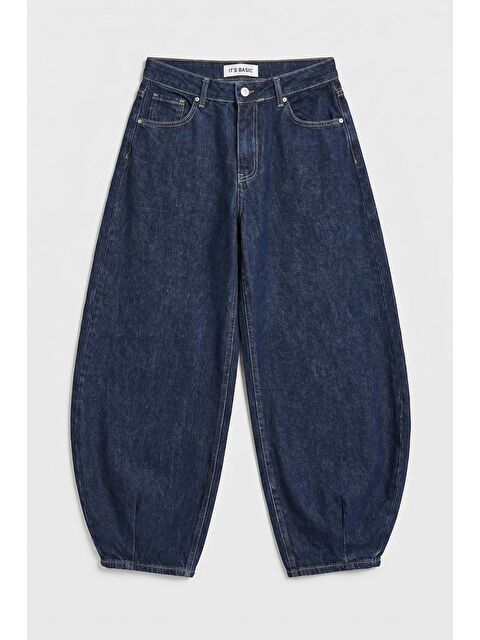 It's Basic Kadın İndigo Selvedge 7s6-50 Mega Balon Fit %100 Pamuk Denim Jean