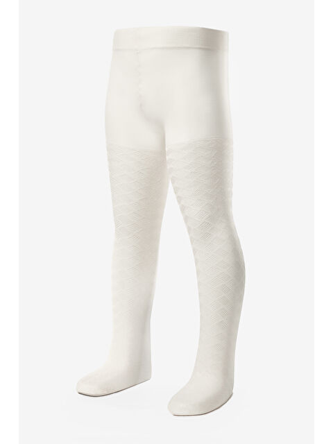 Le Mabelle Ekru Zincir Desen Kız Çocuk Külotlu Çorap