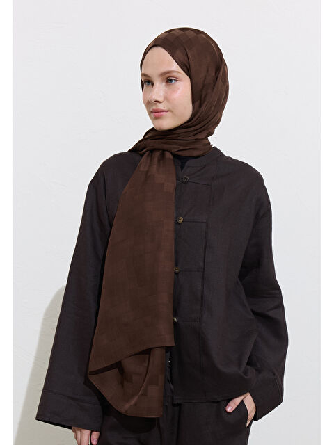 Fresh Scarfs Nori İpek Jakar Şal Çikolata Kahve - S000417174-20637