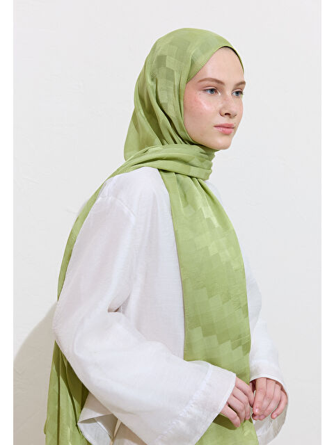 Fresh Scarfs Nori İpek Jakar Şal Mint - S000417174-34927