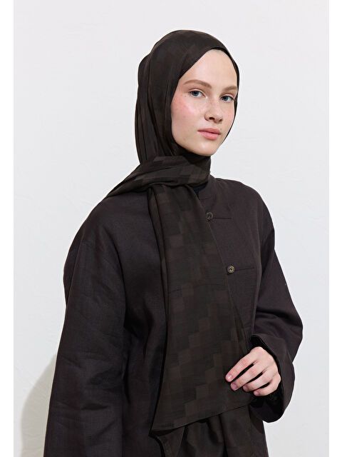 Fresh Scarfs Nori İpek Jakar Şal Acı Kahve - S000417174-28102