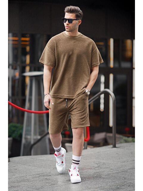 Madmext Kahverengi Basic Erkek Şort %100 Pamuk Takımı 5943 - S000146783-19413
