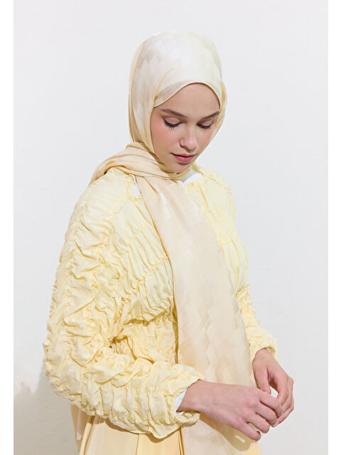 Fresh Scarfs Nori İpek Jakar Şal Fildişi - S000417174-19965