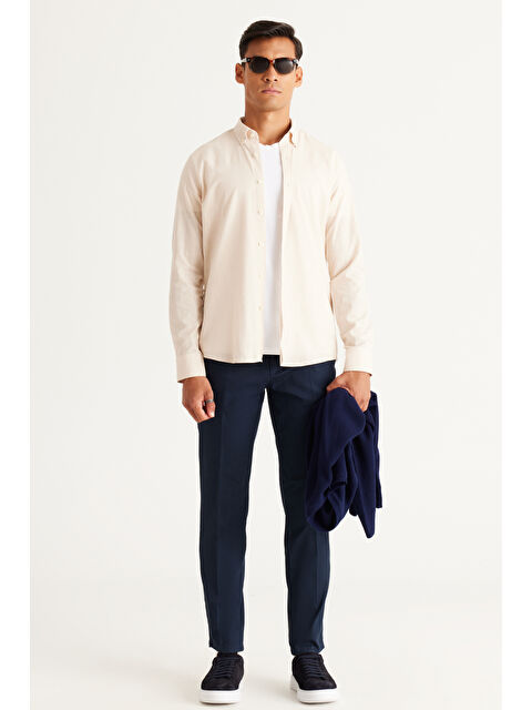 Altınyıldız Classics Erkek Lacivert Comfort Fit Rahat Kesim Yan Cep Esnek Armürlü Pantolon - S000402535-21164