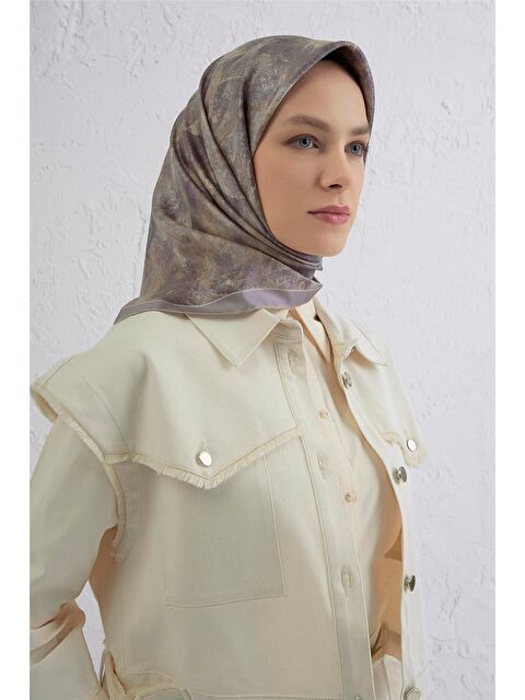 ARMİNE Soyut Desenli Saf İpek Twill Eşarp 9433D 81