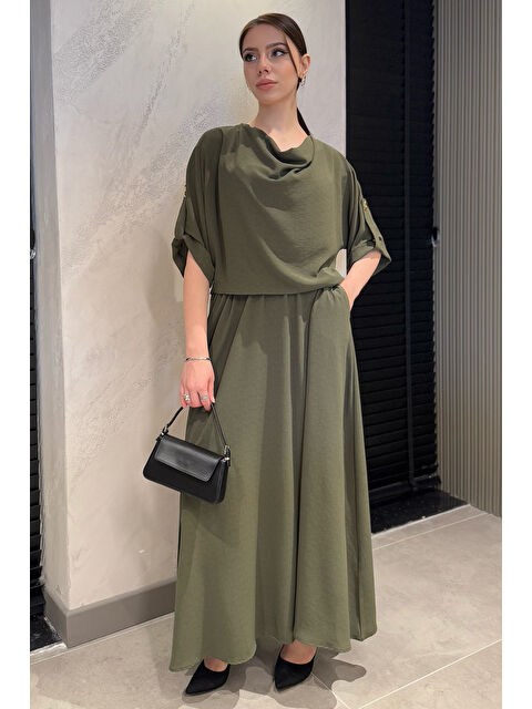 Gülseli Degaje Yaka Kol Detaylı Cepli Kadın Bluz Etek İkili Takım - S000361013-18547