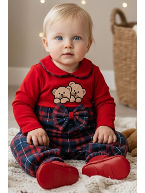 Parla Kids Kız Bebek Lacivert Kırmızı Ayıcık Detay Tulum - S000484919-37349