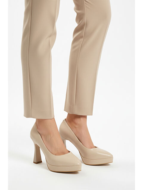 Ayakmod Bej İnce Uzun Kadın Topuklu Ayakkabı 448206 Z - S000448883-19928