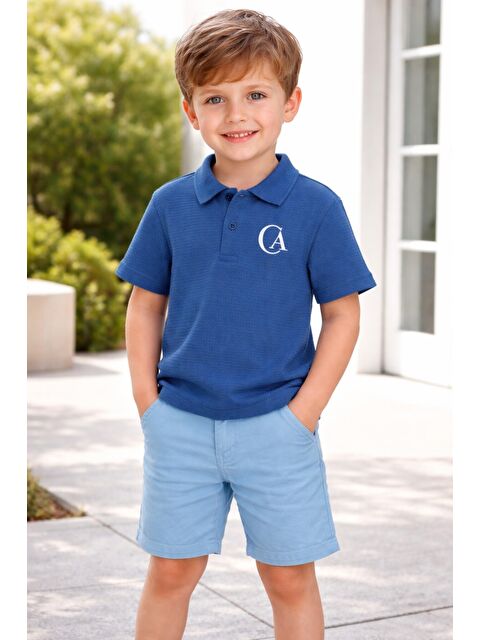 cassolını Tarz Lakos Yaprak Desenli Belden Ayarlanabilir Kısa Kollu Şortlu 2'li Takım Çocuk ve Bebek Giyi