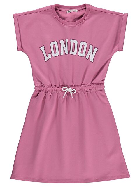 Civil Girls London Baskılı 10-13 Yaş Elbise - Pudra