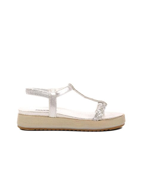 Ayakmod Gümüş Yüksek Taban Kadın Sandalet 286053 - S000176931-18105