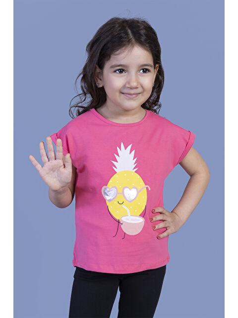Toontoykids Kız Çocuk Ananas Baskılı Tişört