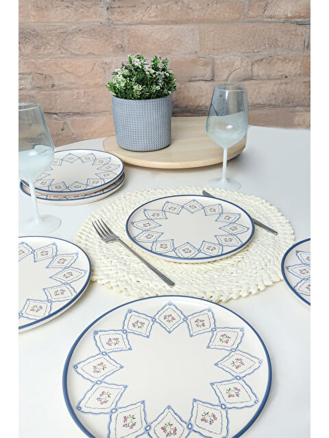 Keramika Floral Waves Nordic Pasta Tabağı 22 Cm 6 Adet - S000361595-23173