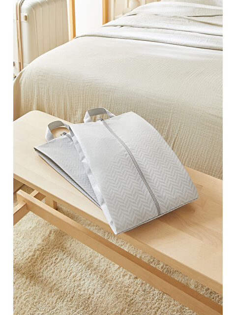 Ocean Home Textile 2'li Gri Balıksırtı Ayakkabı Düzenleyici Taşıma Çantası Seti 22 x 40 x 9 cm