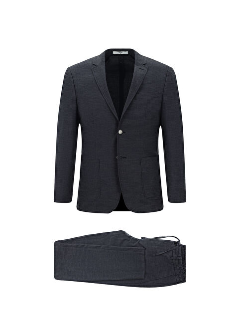 Kiğılı Super Slim Fit Ekstra Dar Kesim Desenli Beli Lastikli İpli Spor Takım Elbise