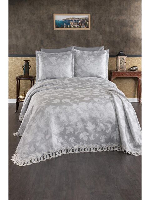 Çeyiz Diyarı Dilara 3 Parça Çift Kişilik Pike Takımı Gri