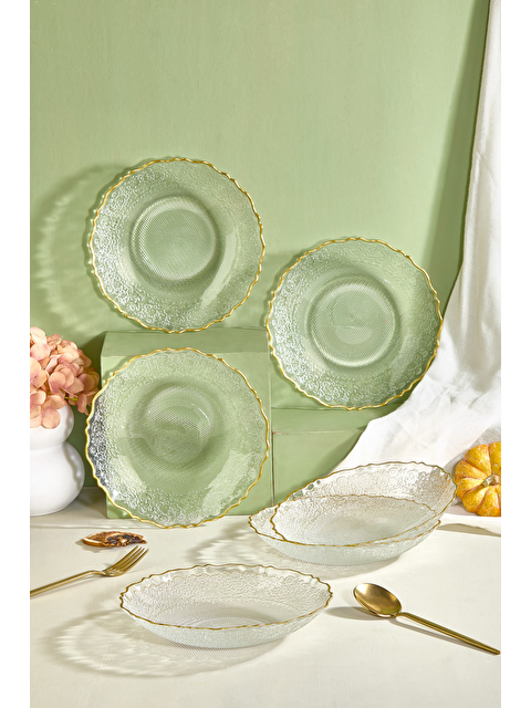 Lora Bianca Goblen Şeffaf 6 Parça 21 cm Yemek Tabağı Seti