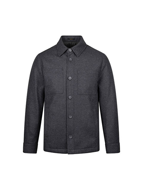 Hatemoğlu Siyah Regular Fit Bebe Yaka Yünlü Mont - S000387328-19351