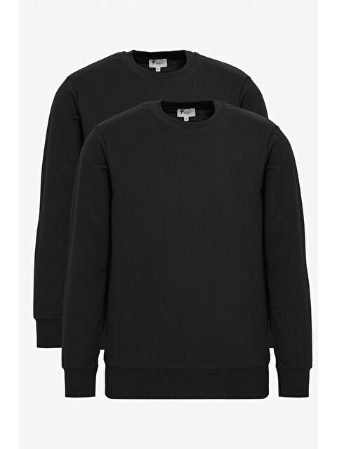 AC&Co / Altınyıldız Classics Erkek Siyah 2'li Paket Pamuklu Standart Fit Normal Kesim Bisiklet Yaka Sweatshirt - S000394287-19351