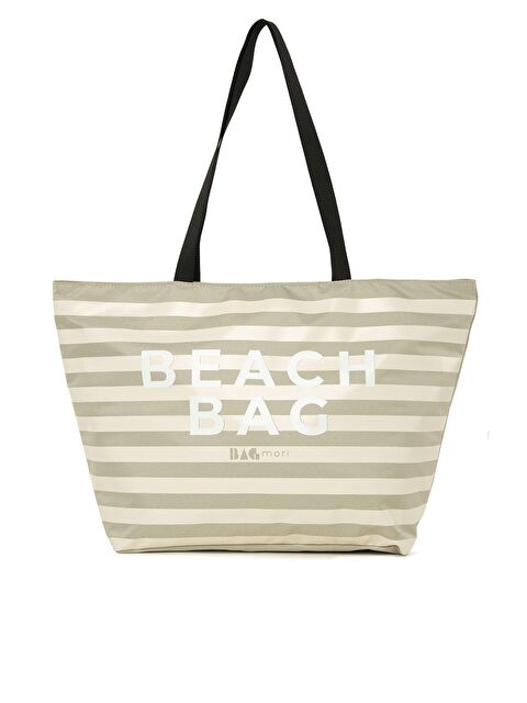 Bagmori Çizgili Beach Bag Baskılı Plaj Çantası - S000150647-26429