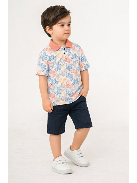 cassolını Yaprak Desenli Belden Ayarlanabilir Kısa Kollu Şortlu 2'li Takım Çocuk ve Bebek Giyim