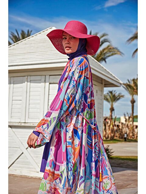 Marina Renkli Kimono Kaftan P2424 - S000203482-23173