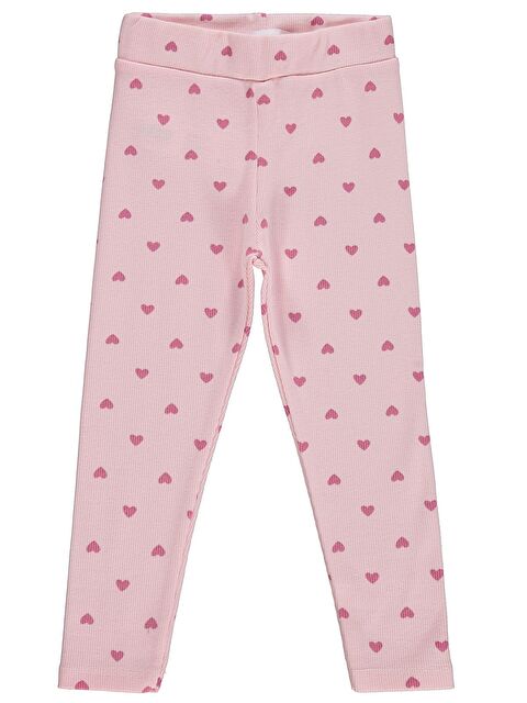 Civil Girls Kalp Baskılı 2-5 Yaş Tayt - Pudra