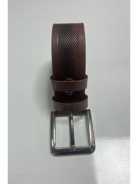 Madmext Erkek Suni Deri Desenli Kahverengi  Kemer 6871 - S000148443-19413