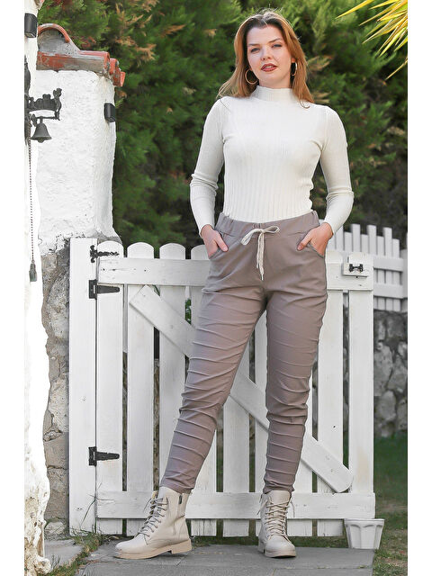 Chiccy Vizon Cepli Yıkamalı Lastikli Ve Bağlamalı Bel Dar Paça Casual Dokuma Pantolon 99 60 - S000469075-26429