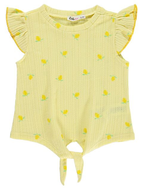 Civil Girls Limon Desenli 2-5 Yaş Tişört - Sarı