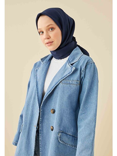 Fresh Scarfs Pamuk İpek Eşarp Lacivert - S000423033-1342