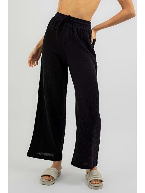 Madmext Siyah Bol Paça Müslin Kadın Pantolon Mg1980 - S000146794-19351