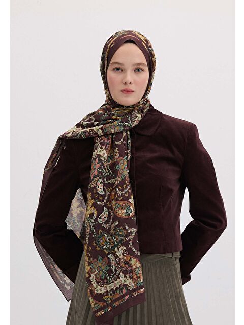 Fresh Scarfs Enya Desen Şal Mürdüm - S000458363-20036