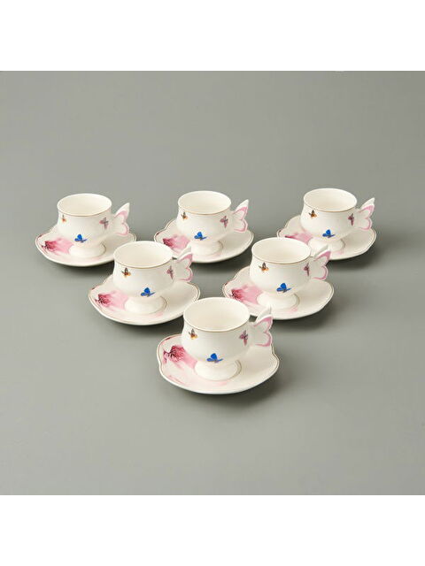 Evidea Kitchen 12 Parça Kelebek Desenli Kahve Fincan Seti - Bej - S000365908-19928