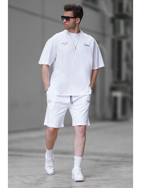 Madmext Beyaz Erkek Şort %100 Pamuk Takımı 5937 - S000146798-20063