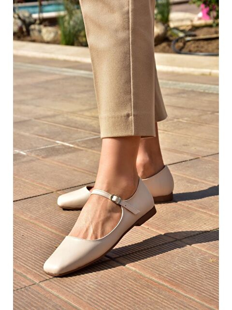 Fox Shoes S7262525 Bej Kadın Babet - S000151759-19928