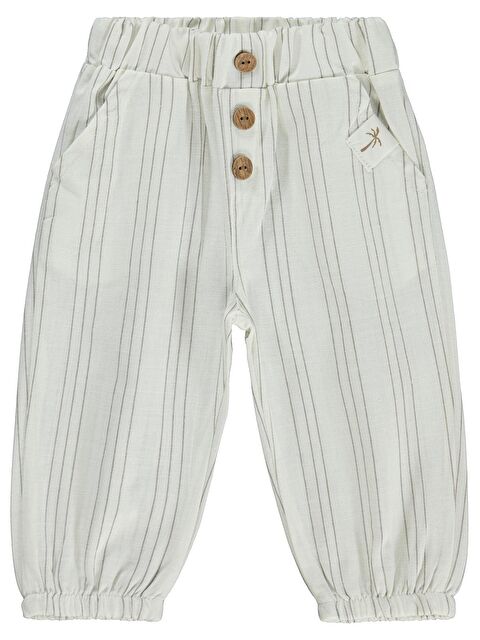 Civil Baby Çizgili 6-18 Ay Pantolon - Ekru 18-24 Ay - S000526613-19965