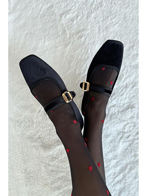 Straswans Carlisa Kadın  Kemer  Detay  Kadife   Babet Siyah - S000513160-19351