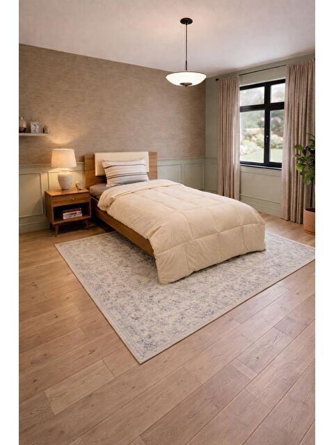 Çeyiz Diyarı Sherpa Pelüş Tek Kişilik Lastikli Çarşaflı Comforter Set Krem