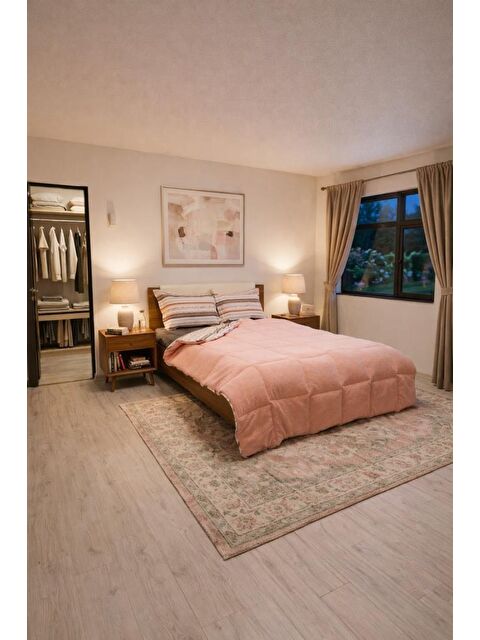 Çeyiz Diyarı Sherpa Pelüş Çift Kişilik Lastikli Çarşaflı Comforter Set Pudra