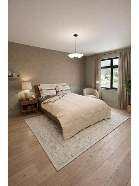 Çeyiz Diyarı Sherpa Pelüş Çift Kişilik Lastikli Çarşaflı Comforter Set Krem