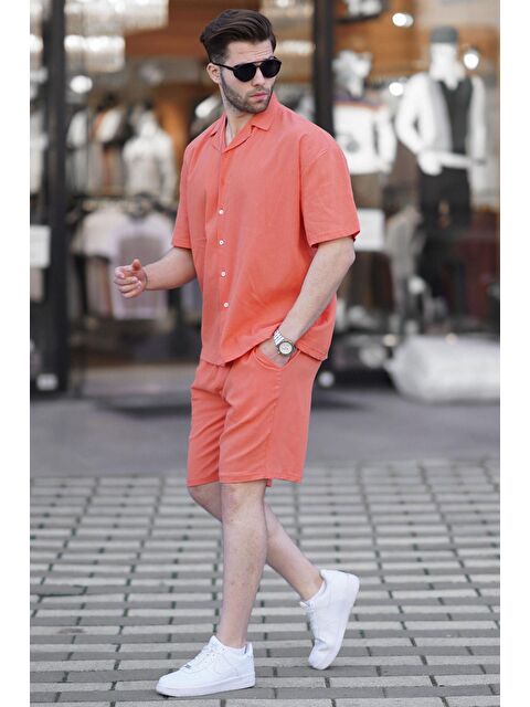 Madmext Turuncu Basic Erkek Şort %100 Pamuk Takımı 6729 - S000148453-20013