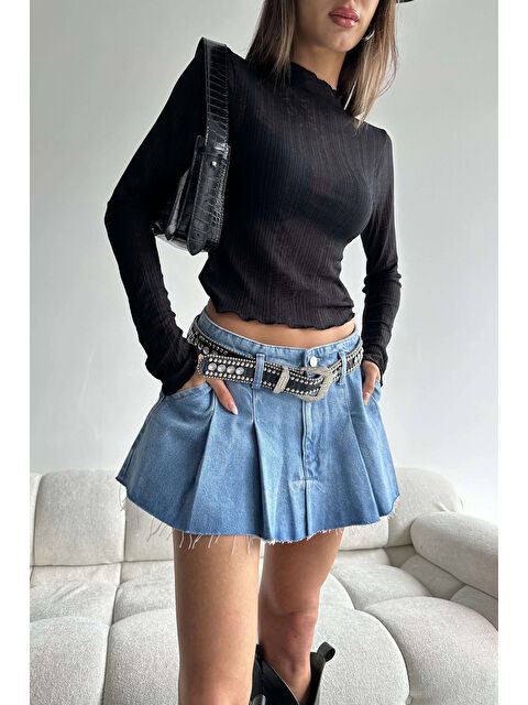 eka Kadın Siyah Uzun Kol Crop 1007-4627 - S000461402-19351