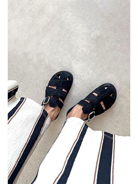 Straswans Mora Kadın Günlük Konfor Süet Terlik Siyah - S000513068-19351