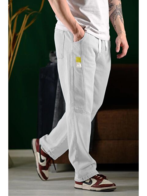 Oksit Reax Camils Beli Lastikli İpli Düz Paça Rahat Kesim Erkek Jean Pantolon - S000377609-74
