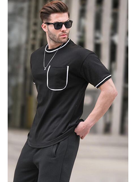 Madmext Siyah Cep Detaylı Erkek %100 Pamuk Tişört 6176 - S000146801-19351