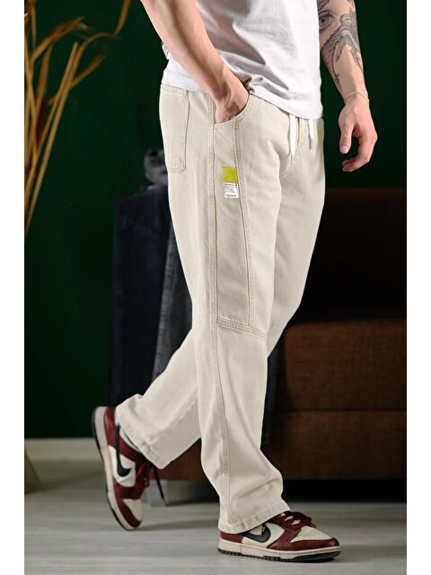 Oksit Reax Camils Beli Lastikli İpli Düz Paça Rahat Kesim Erkek Jean Pantolon - S000377609-19966